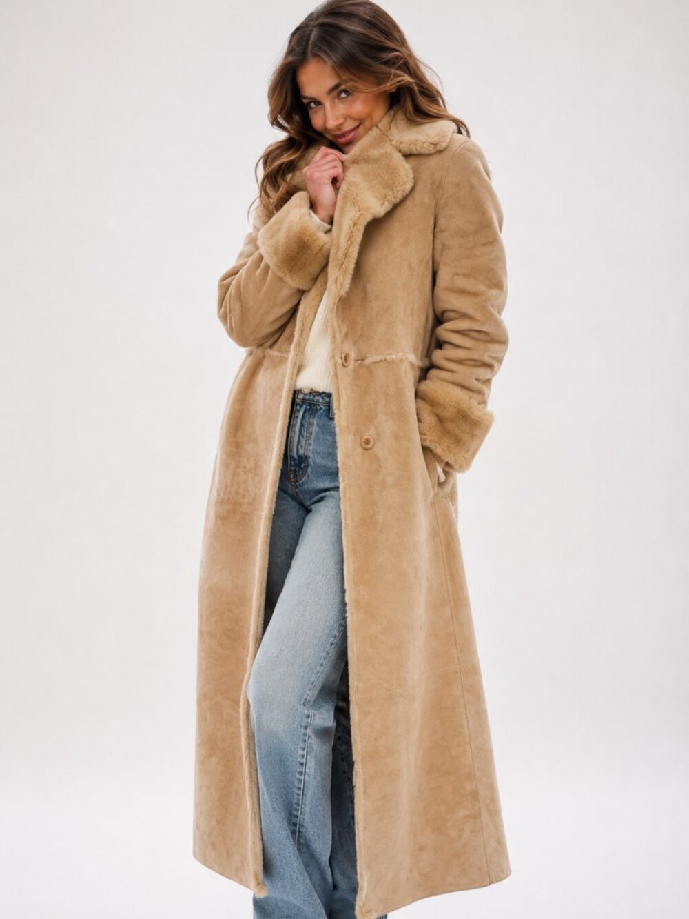Luxe Layers! Express Full-Length Leather Coat